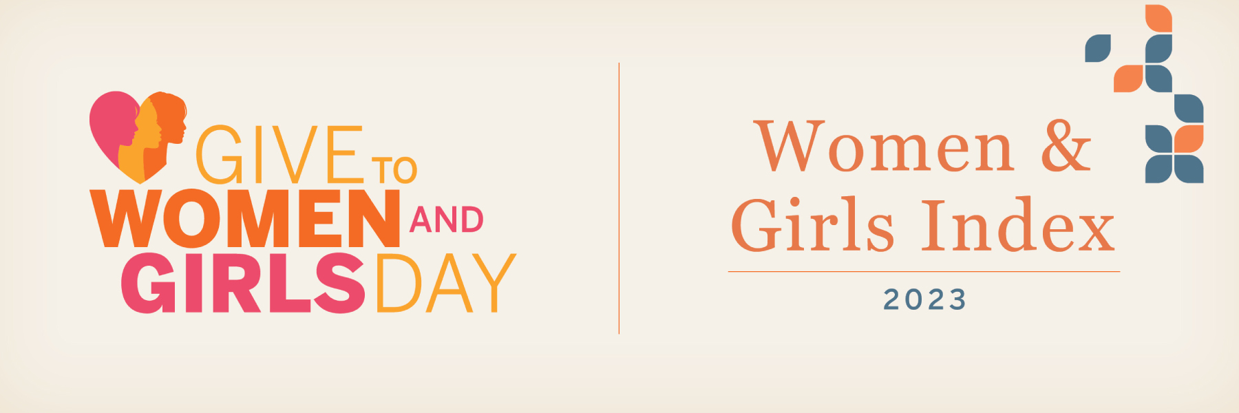 Graphic element that says Give to Women and Girls Day, Women and Girls Index 2023